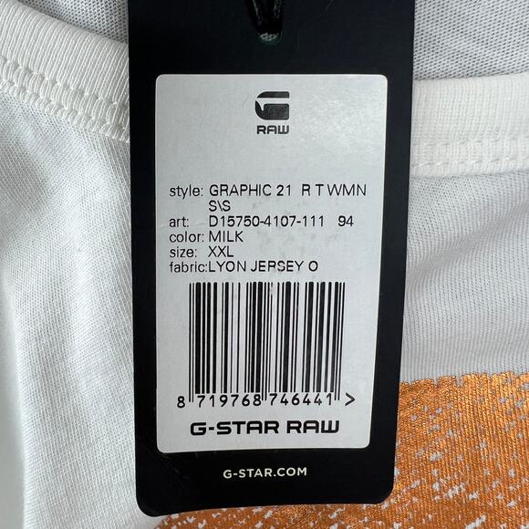 G-STAR RAW White Short Sleeve Foil Graphic Logo Short Sleeve T-Shirt XXL NEW - Picture 9 of 11